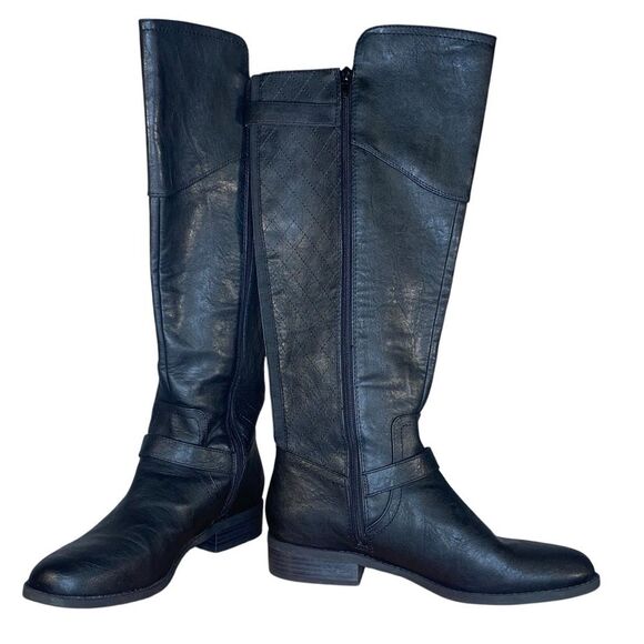 G by Guess Knee High Riding Boots Women's Size 10 Faux Leather Chunky Block Heel - Picture 2 of 10